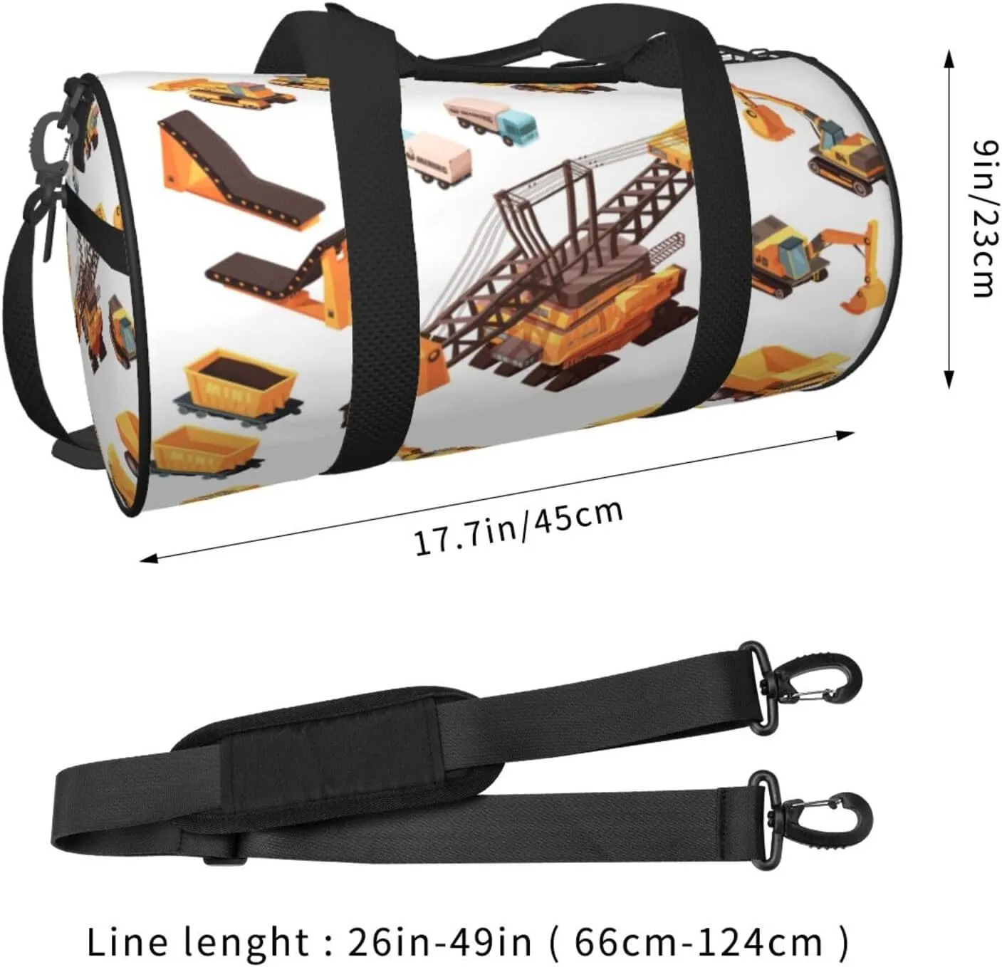 Travel Duffle Bag for Men Women, Mining Machinery Duffle Bags for Sport Gym Overnight Luggage