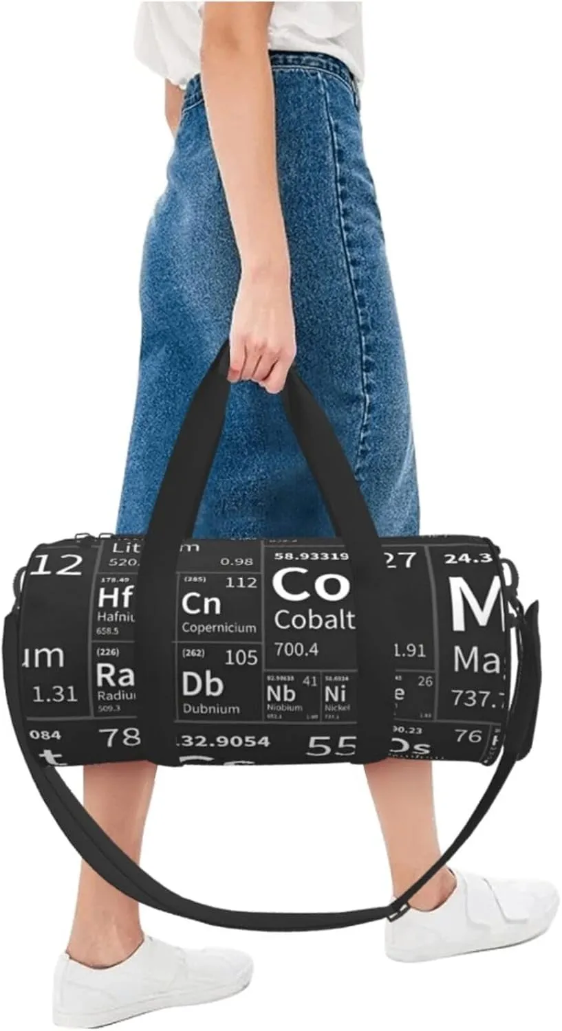 Travel Duffle Bag for Men Women, Periodic Table Science Chemistry Duffle Bags for Sport Gym Overnight Luggage