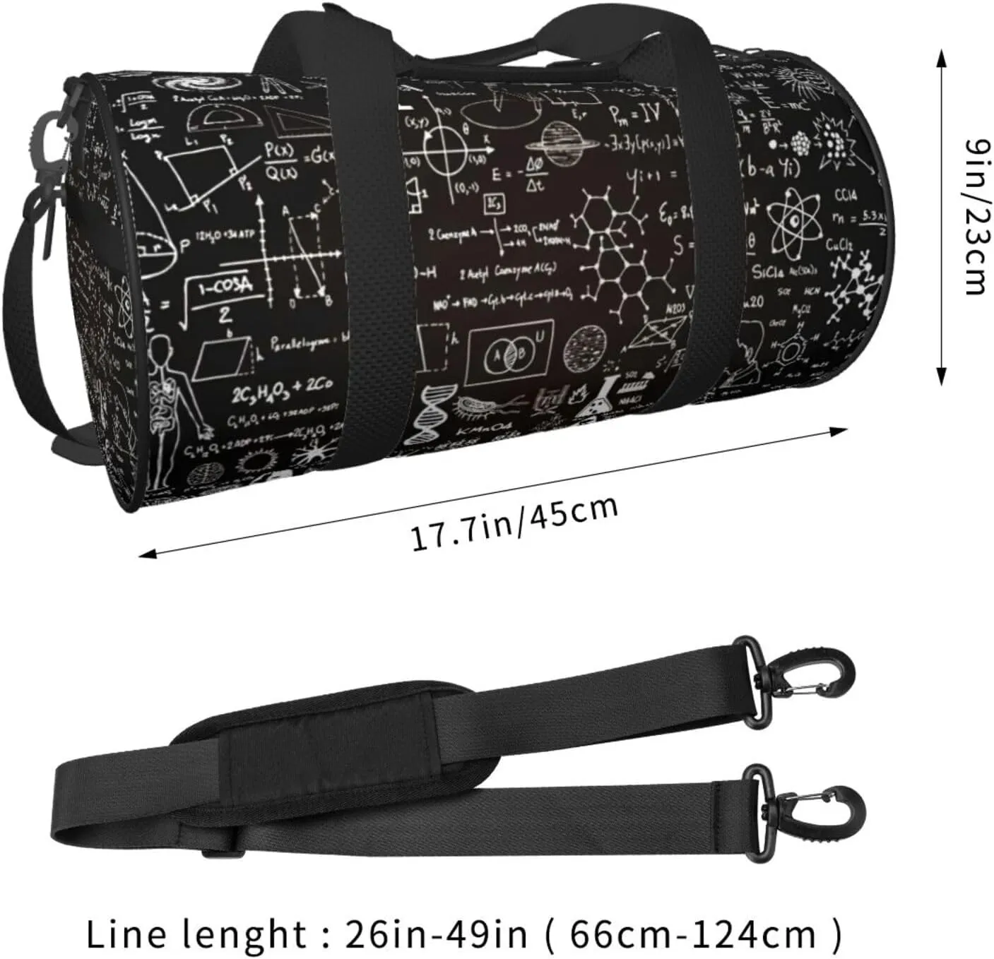 Travel Duffle Bag for Men Women, Science formulas Chalkboard Duffle Bags for Sport Gym Overnight Luggage