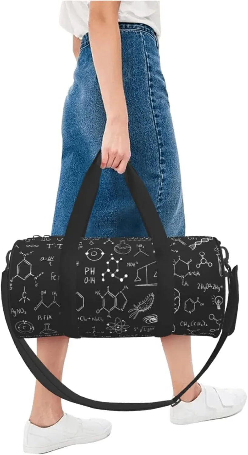 Travel Duffle Bag for Men Women, Scientific Chemistry Chalkboard Duffle Bags for Sport Gym Overnight Luggage