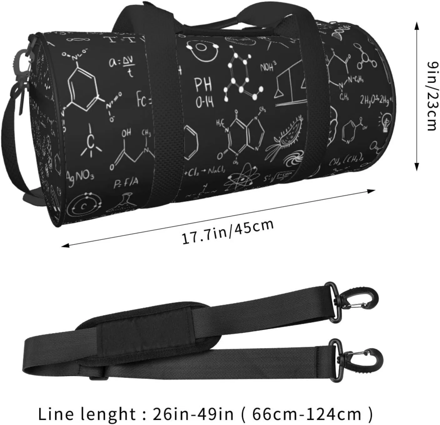 Travel Duffle Bag for Men Women, Scientific Chemistry Chalkboard Duffle Bags for Sport Gym Overnight Luggage