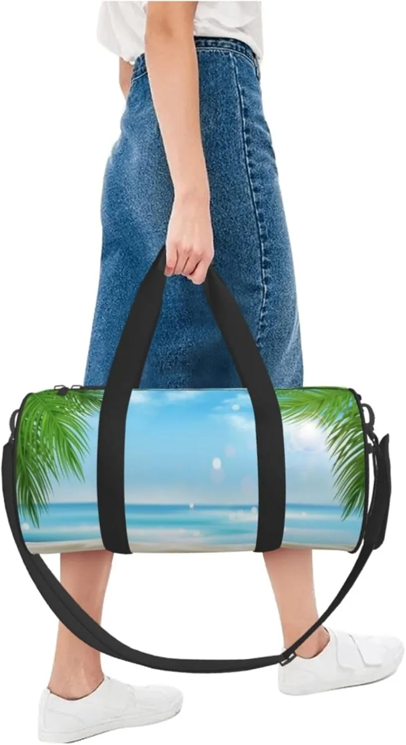 Travel Duffle Bag for Men Women, Sea Beach Tree Flower Duffle Bags for Sport Gym Overnight Luggage