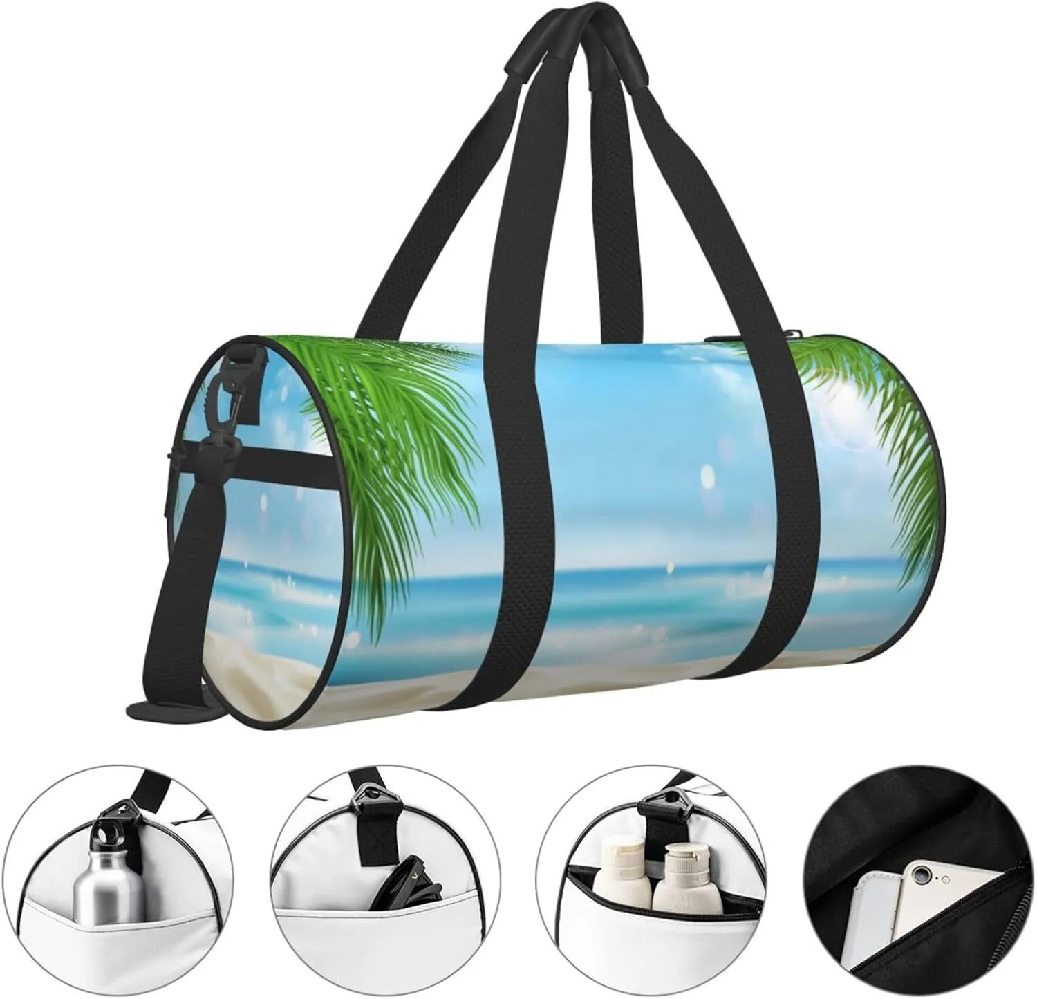 Travel Duffle Bag for Men Women, Sea Beach Tree Flower Duffle Bags for Sport Gym Overnight Luggage