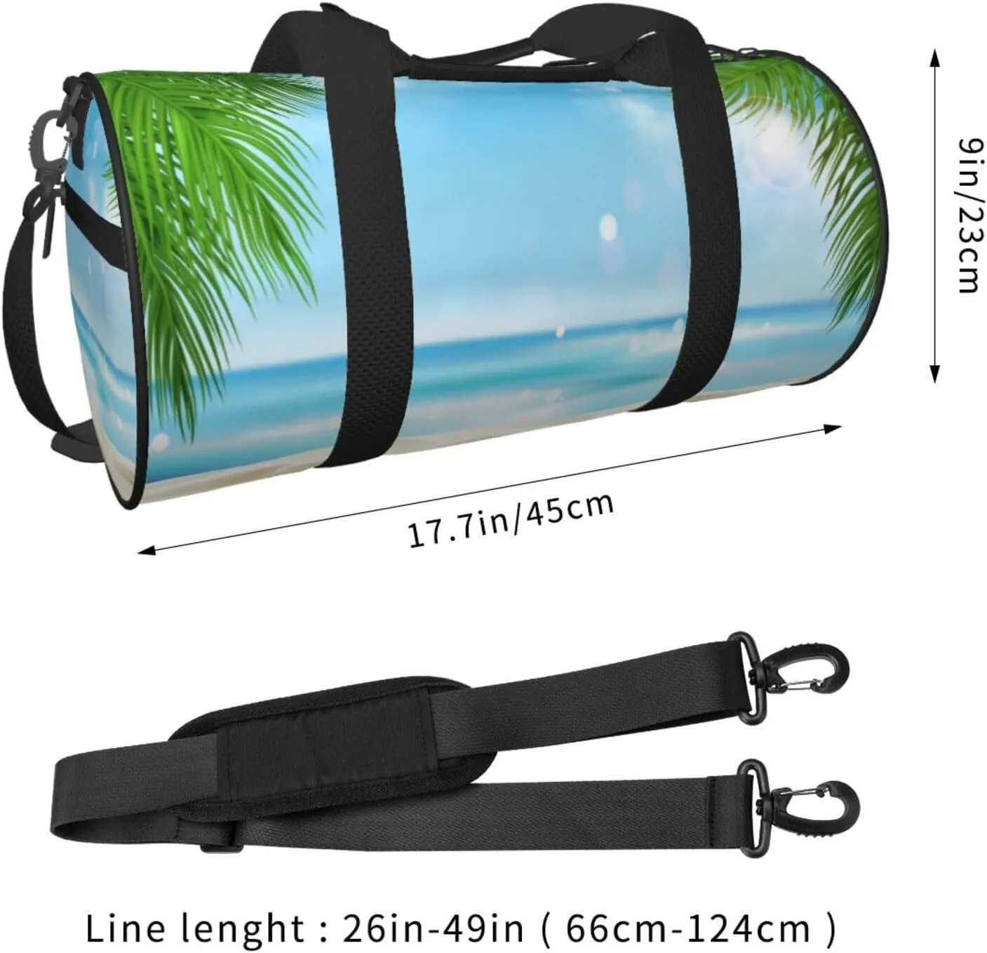 Travel Duffle Bag for Men Women, Sea Beach Tree Flower Duffle Bags for Sport Gym Overnight Luggage
