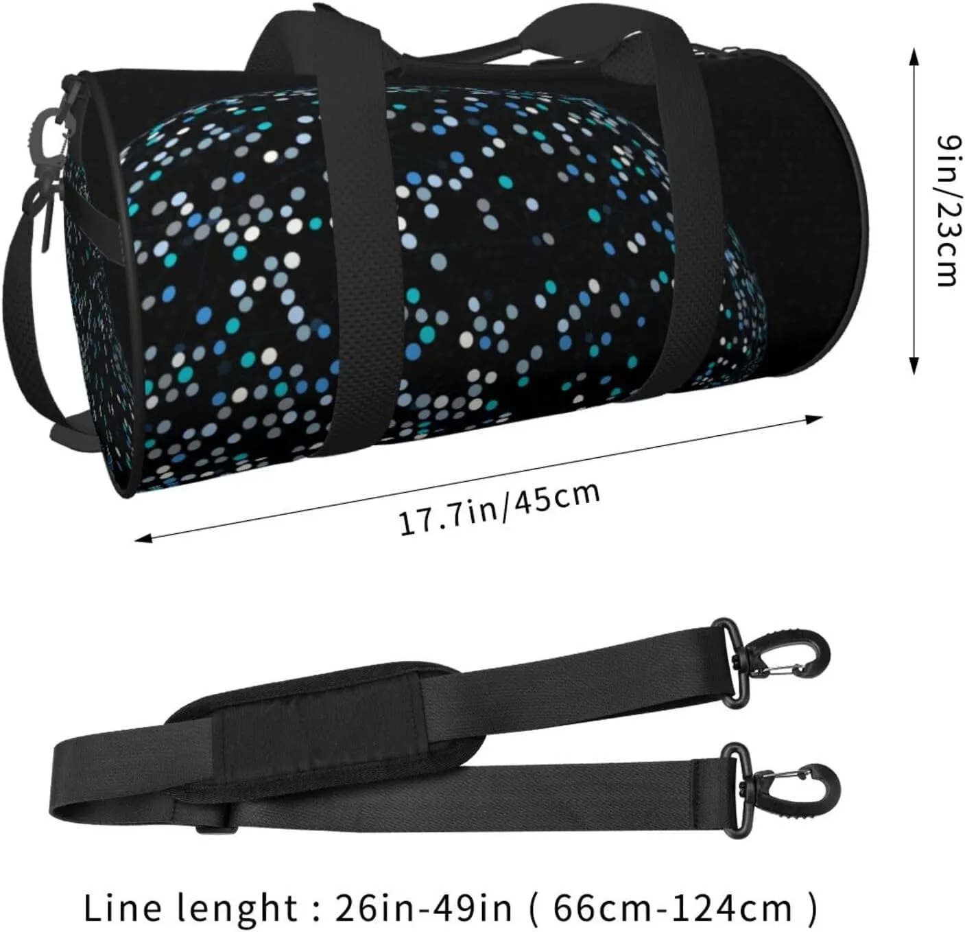 Travel Duffle Bag for Men Women, Sphere Polka Dots Duffle Bags for Sport Gym Overnight Luggage