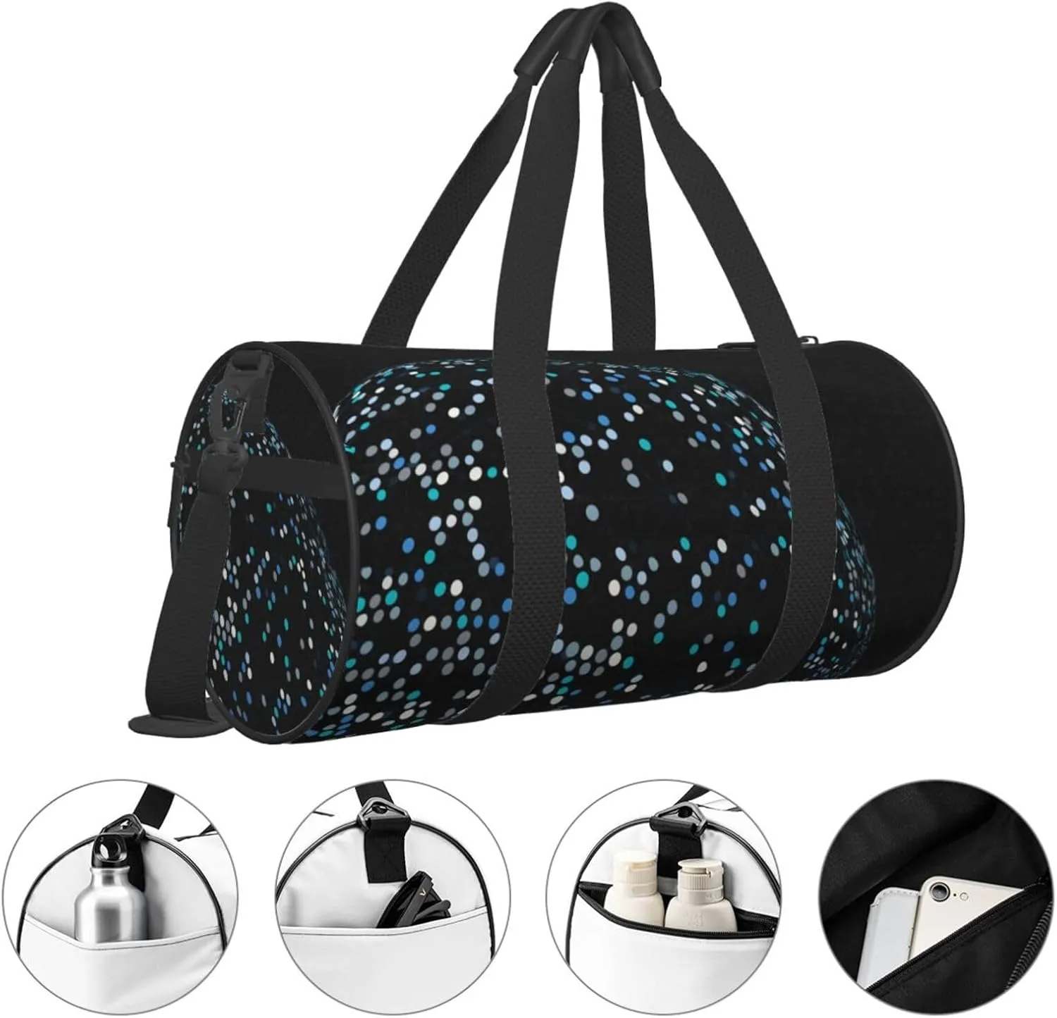 Travel Duffle Bag for Men Women, Sphere Polka Dots Duffle Bags for Sport Gym Overnight Luggage