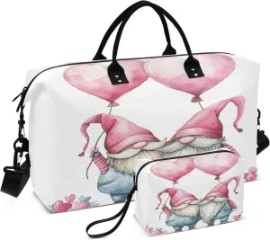 Travel Duffle Bag, Two Pink Dwarf Heart Balloons Gym Bag with Storage Bag Weekender Overnight Bag for Men Women Trip Sports Yoga