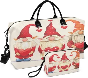 Travel Duffle Bag, Valentine Hearts Dwarf Gym Bag with Storage Bag Weekender Overnight Bag for Men Women Trip Sports Yoga