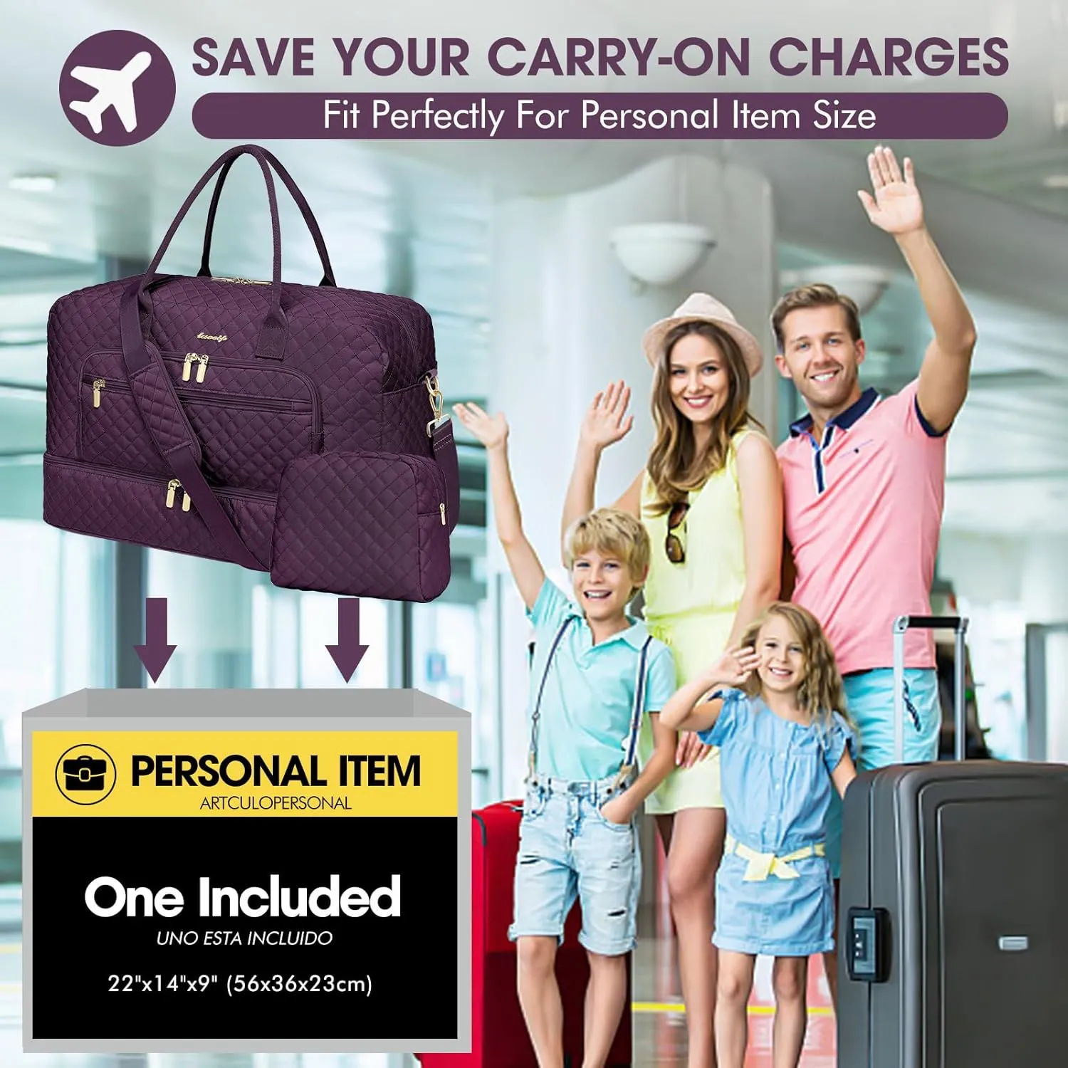 Travel Duffle Bag Weekender for Women - Carry-On Overnight Bag Personal Item Bag with Shoe Compartment & Wet Pocket Large Weekend Tote Bags with Toiletry Bag Hospital Bags for Labor and Delivery