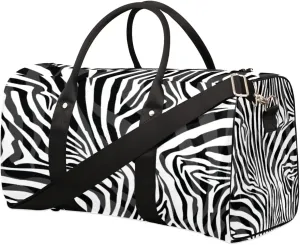 Travel Duffle Bag Women, Abstract Animal Zebra Gym Bag Sports Bag, Lightweight Waterproof Foldable Overnight Bag, Carry on Shoulder Tote Bags for Hospital Maternity Mommy Gym