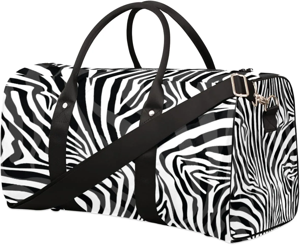 Travel Duffle Bag Women, Abstract Animal Zebra Gym Bag Sports Bag, Lightweight Waterproof Foldable Overnight Bag, Carry on Shoulder Tote Bags for Hospital Maternity Mommy Gym