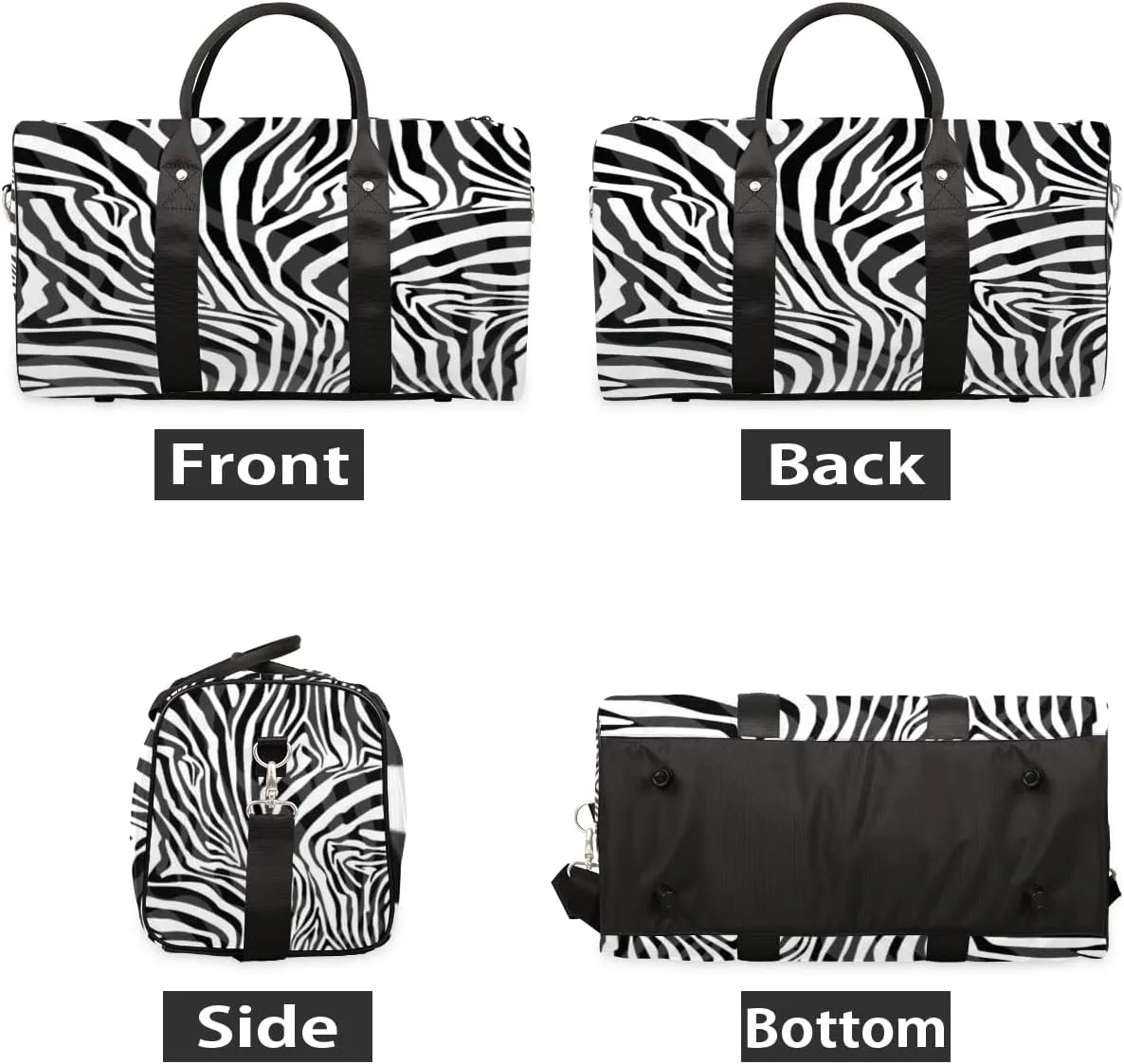 Travel Duffle Bag Women, Abstract Animal Zebra Gym Bag Sports Bag, Lightweight Waterproof Foldable Overnight Bag, Carry on Shoulder Tote Bags for Hospital Maternity Mommy Gym