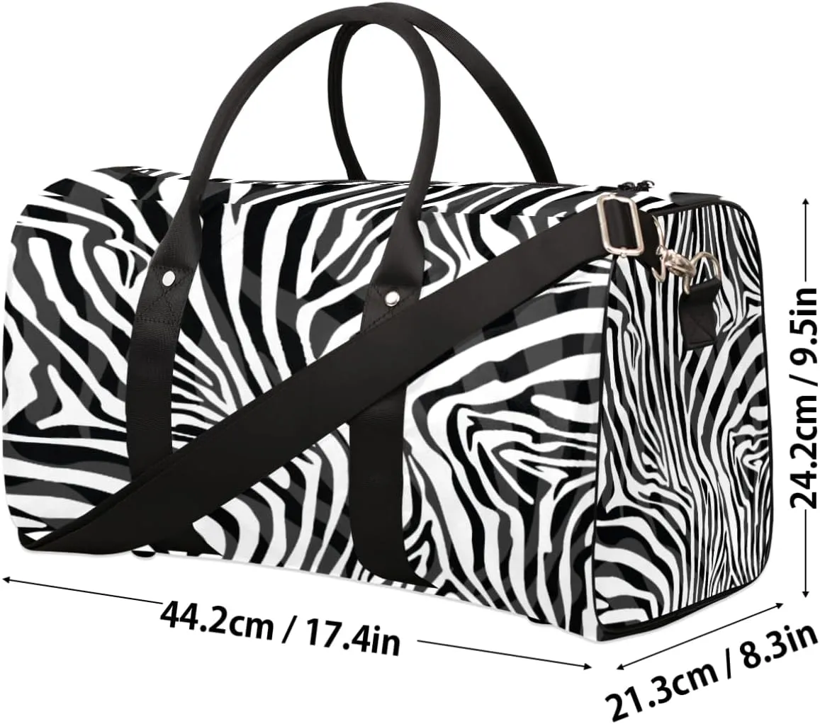 Travel Duffle Bag Women, Abstract Animal Zebra Gym Bag Sports Bag, Lightweight Waterproof Foldable Overnight Bag, Carry on Shoulder Tote Bags for Hospital Maternity Mommy Gym