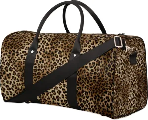 Travel Duffle Bag Women, Animal Leopard Skin Gym Bag Sports Bag, Lightweight Waterproof Foldable Overnight Bag, Carry on Shoulder Tote Bags for Hospital Maternity Mommy Gym