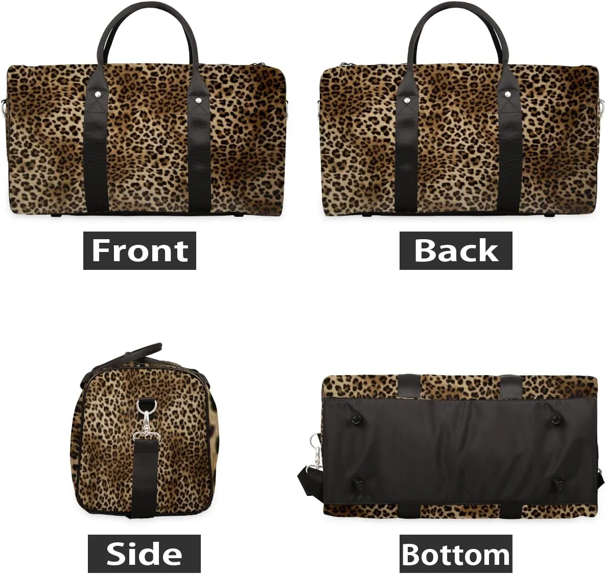 Travel Duffle Bag Women, Animal Leopard Skin Gym Bag Sports Bag, Lightweight Waterproof Foldable Overnight Bag, Carry on Shoulder Tote Bags for Hospital Maternity Mommy Gym