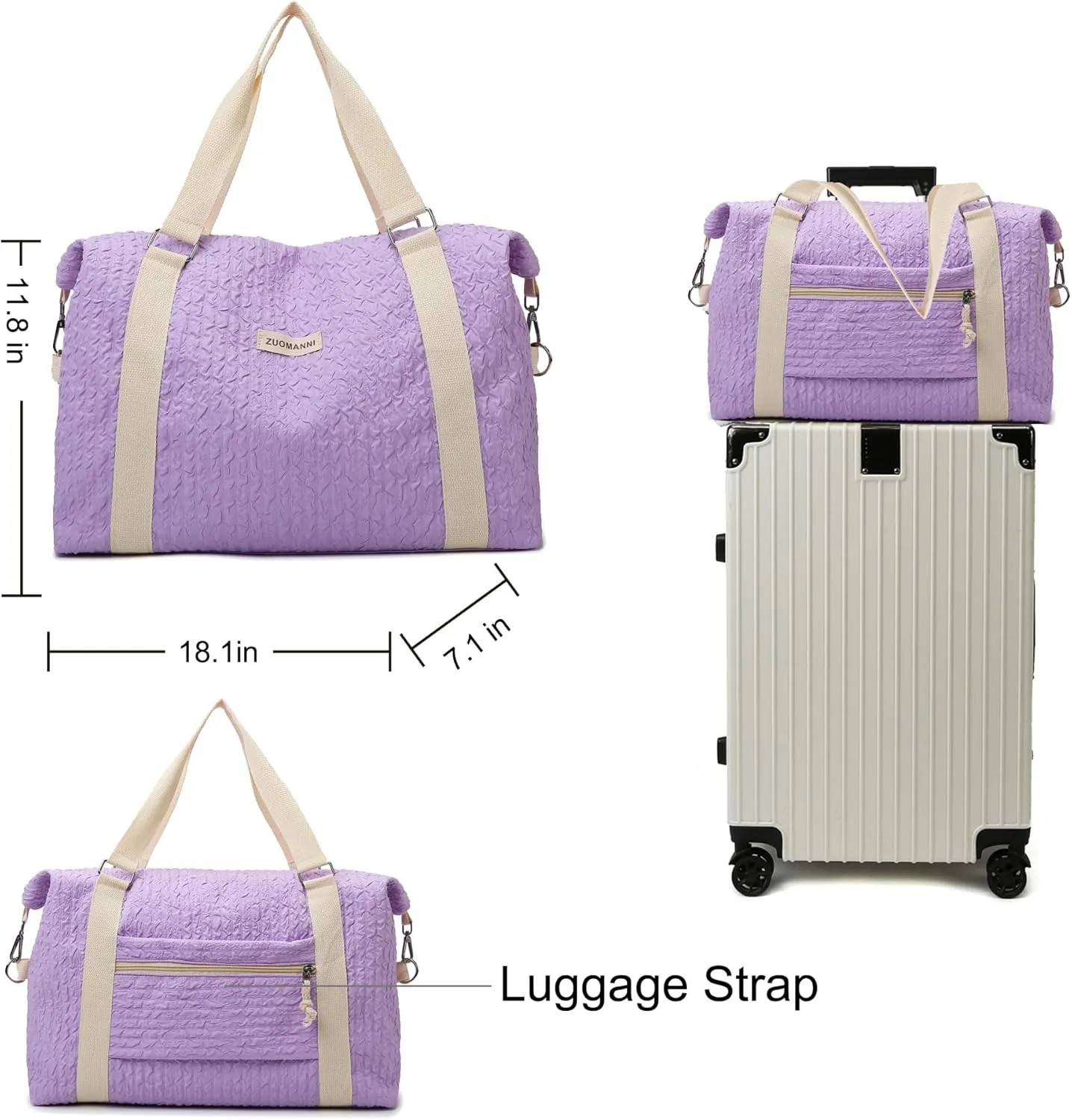 Travel Duffle Bag,Weekender Bags for Women Men,Overnight Carry On Tote Bags,Large Sports Gym Bags Portable Double Layer Wet Pocket Traveling Duffel Tote Bag Purple