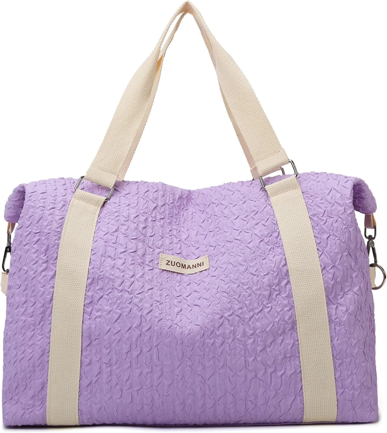 Travel Duffle Bag,Weekender Bags for Women Men,Overnight Carry On Tote Bags,Large Sports Gym Bags Portable Double Layer Wet Pocket Traveling Duffel Tote Bag Purple