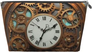 Travel Toiletry Bag for Women Men Rusty Steampunk Clock Makeup Bag Large Capacity Cosmetic Bags Water-resistant Cosmetic Organizer Bag
