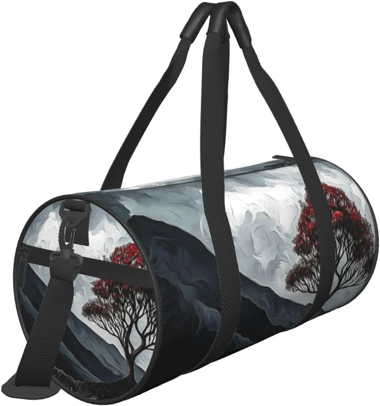 Tree and Volcanic Travel Duffle Bag for Men Women Sport Gym Bag Foldable Weekender Bag Carry on Overnight Bag for Travel Swimming Basketball
