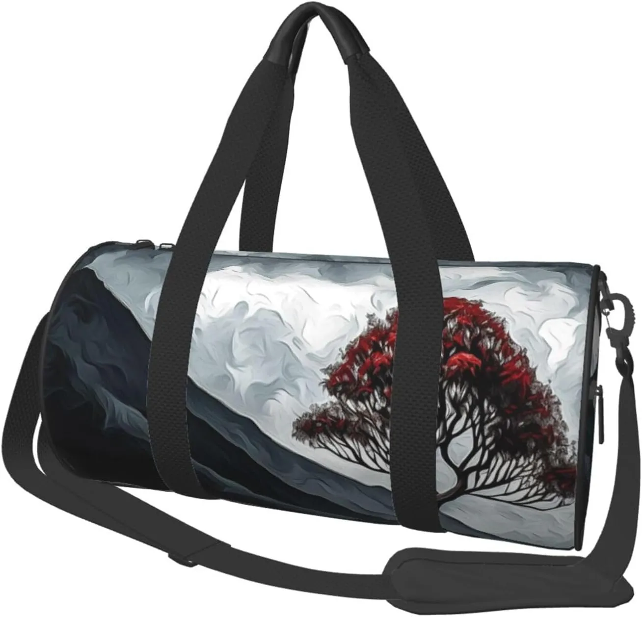 Tree and Volcanic Travel Duffle Bag for Men Women Sport Gym Bag Foldable Weekender Bag Carry on Overnight Bag for Travel Swimming Basketball