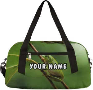 Tree Frog Personalized Kids Duffel Bag for Girls Boys, Frog Customized Name Dance Bag Overnight Small Duffel Bag Carry On Weekend Sports Gym Travel Bag for School Practice Gymnastics Ballet
