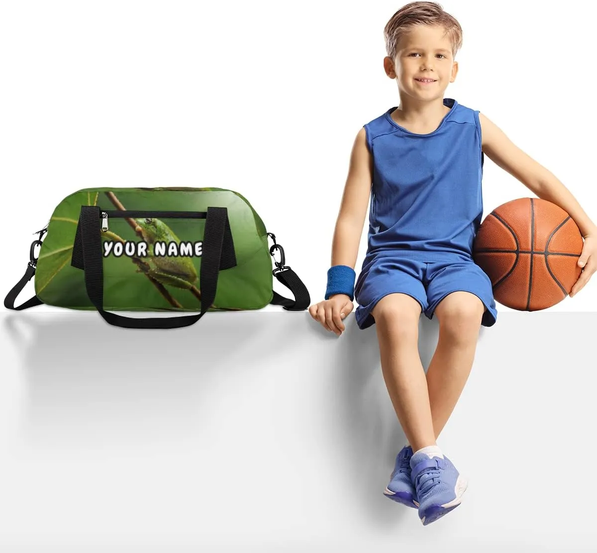 Tree Frog Personalized Kids Duffel Bag for Girls Boys, Frog Customized Name Dance Bag Overnight Small Duffel Bag Carry On Weekend Sports Gym Travel Bag for School Practice Gymnastics Ballet