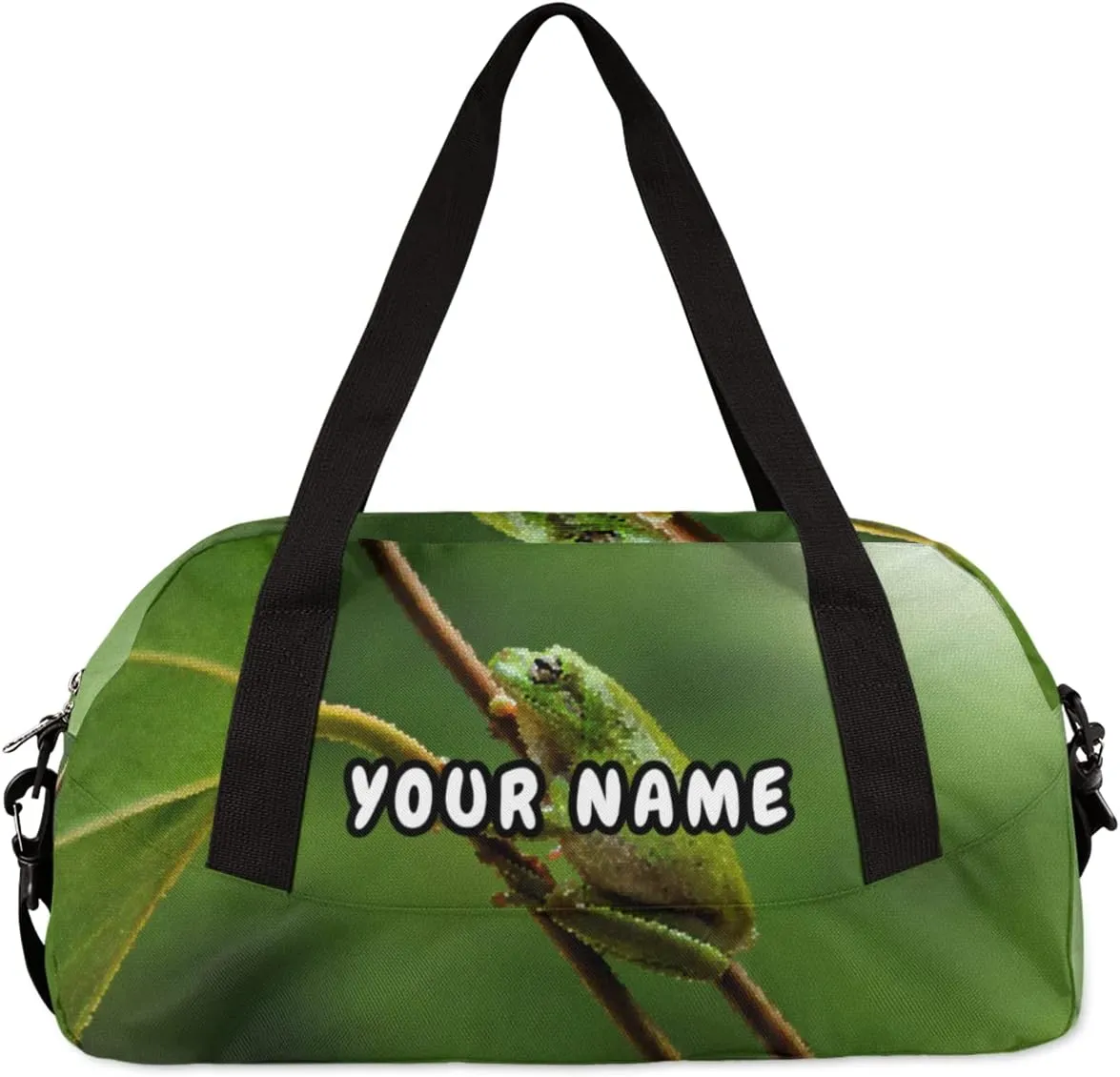 Tree Frog Personalized Kids Duffel Bag for Girls Boys, Frog Customized Name Dance Bag Overnight Small Duffel Bag Carry On Weekend Sports Gym Travel Bag for School Practice Gymnastics Ballet