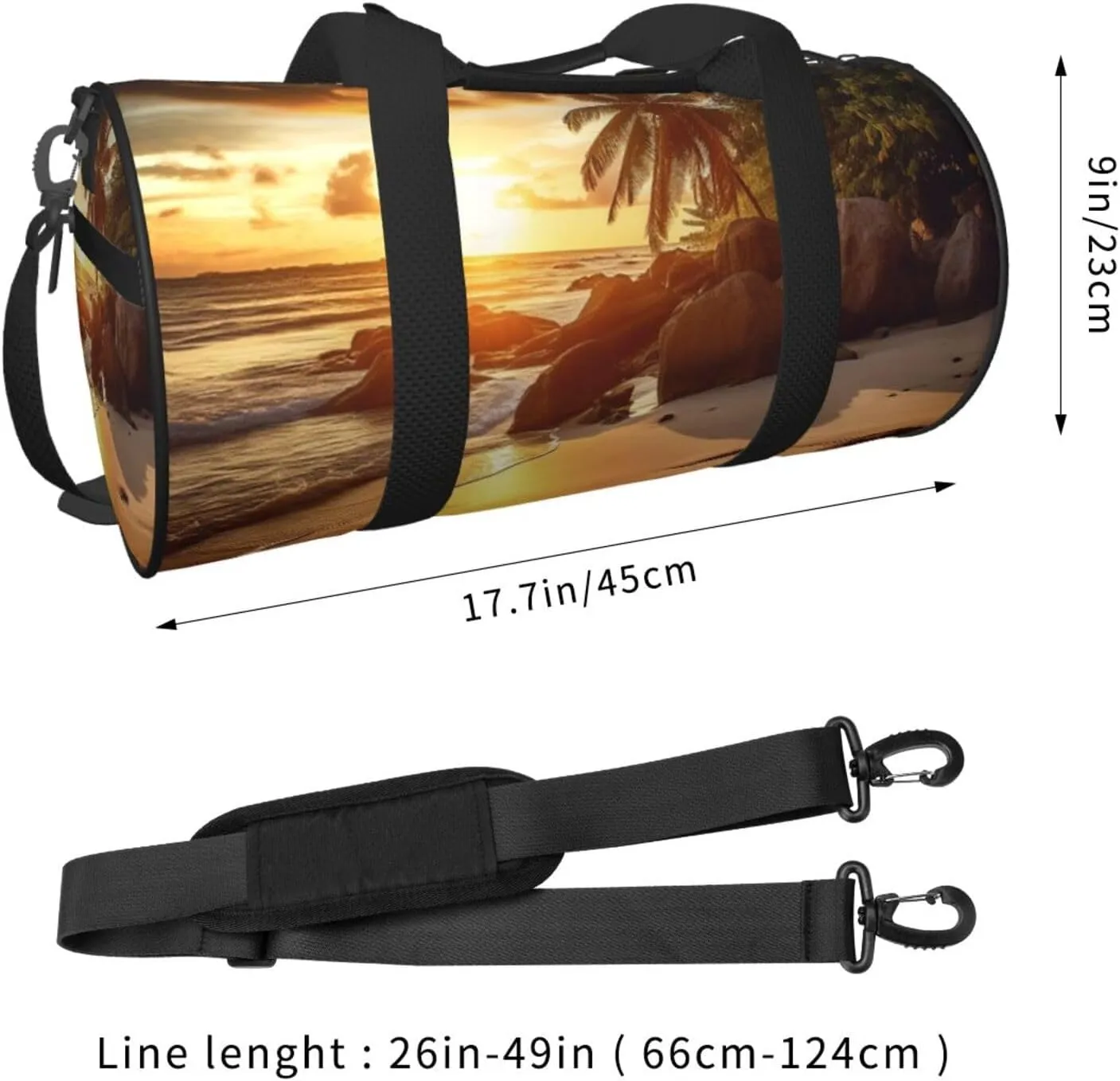 Tropical Beach at Sunset Travel Duffle Bag for Men Women Sport Gym Bag Foldable Weekender Bag Carry on Overnight Bag for Travel Swimming Basketball