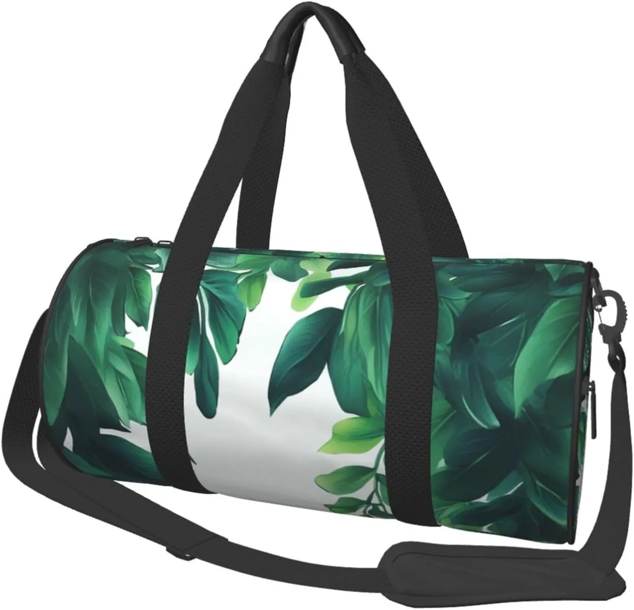Tropical Green Leaves Travel Duffle Bag for Men Women Sport Gym Bag Foldable Weekender Bag Carry on Overnight Bag for Travel Swimming Basketball