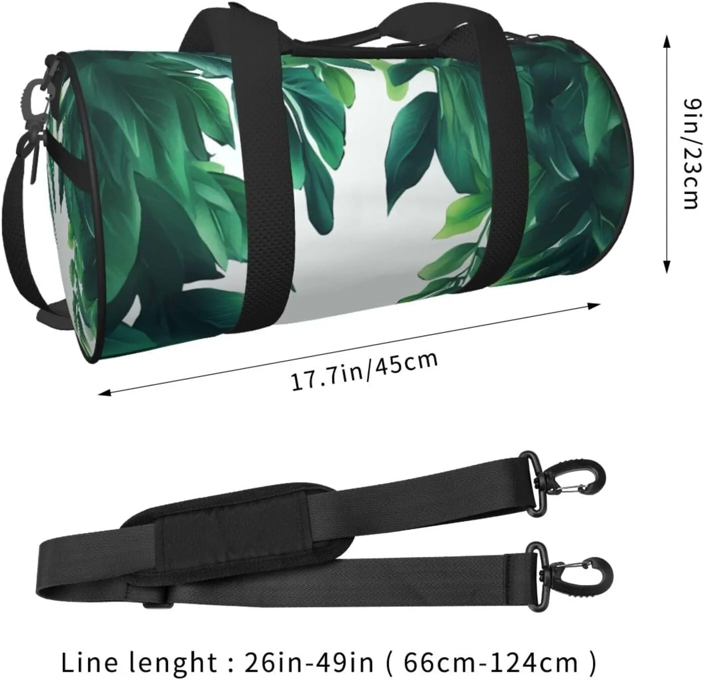 Tropical Green Leaves Travel Duffle Bag for Men Women Sport Gym Bag Foldable Weekender Bag Carry on Overnight Bag for Travel Swimming Basketball
