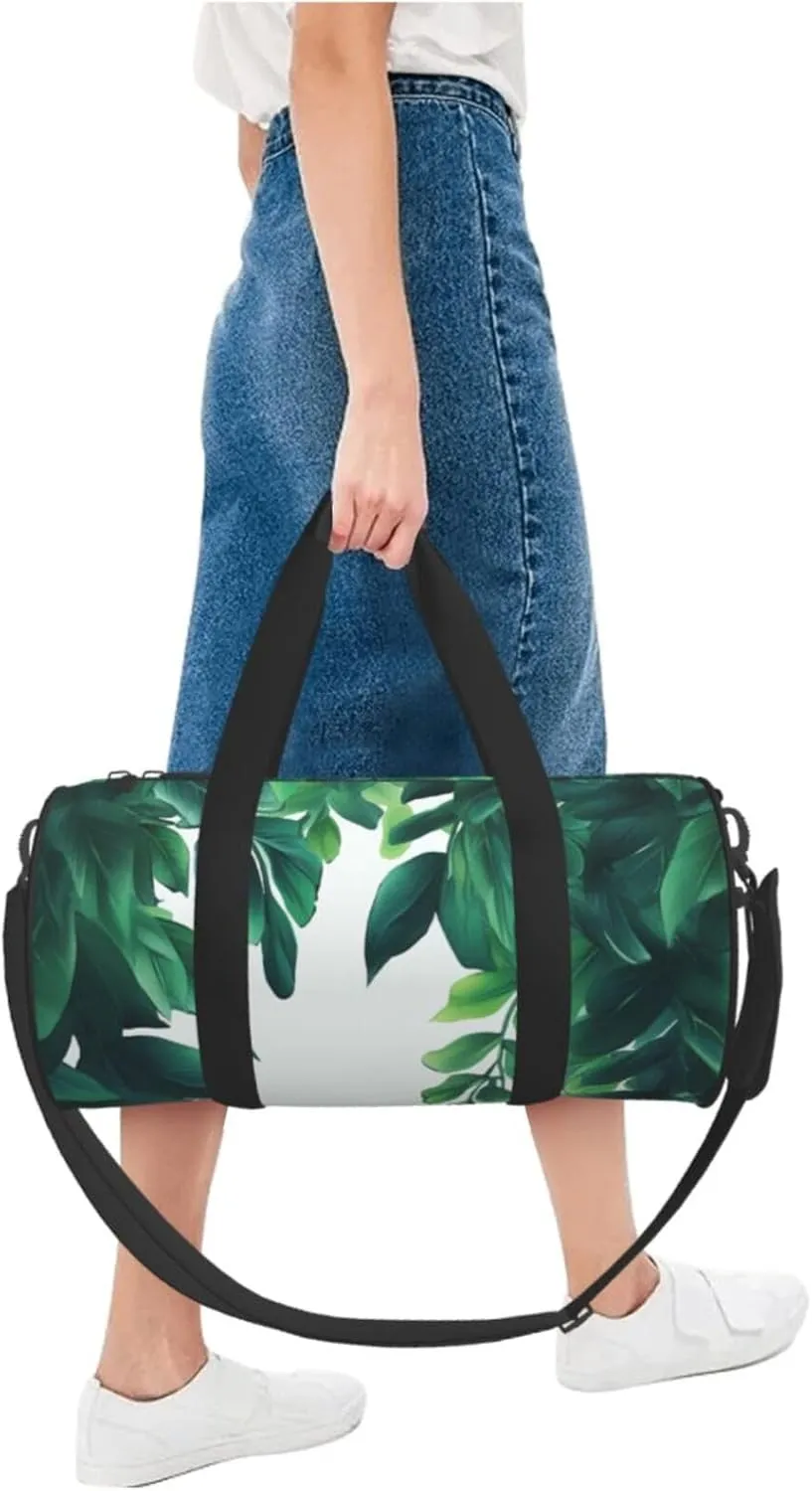 Tropical Green Leaves Travel Duffle Bag for Men Women Sport Gym Bag Foldable Weekender Bag Carry on Overnight Bag for Travel Swimming Basketball