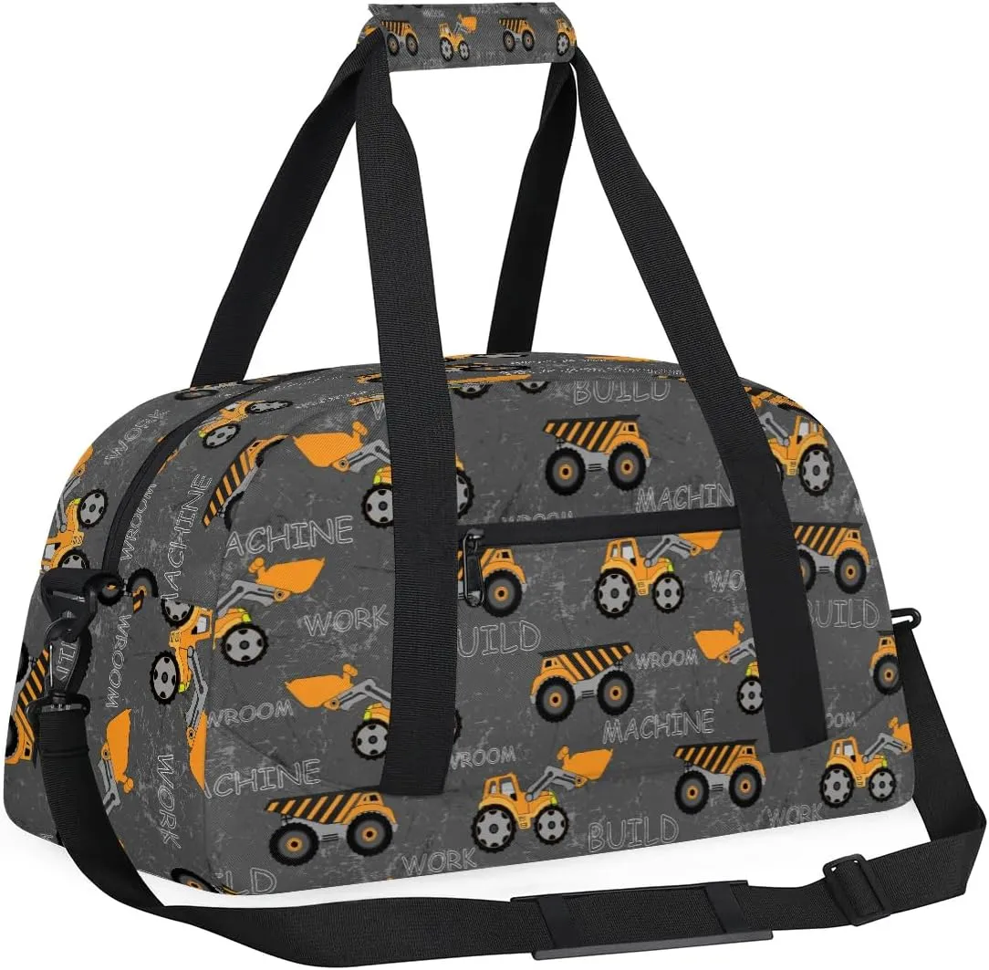 Truck Tractor Cars Duffle Bags for boys Travel Weekender Overnight Bag Kids Sports Gym Bag Waterproof Work Out Bags Foldable Sleepover Gymnastics Bags Personality Boys Gift