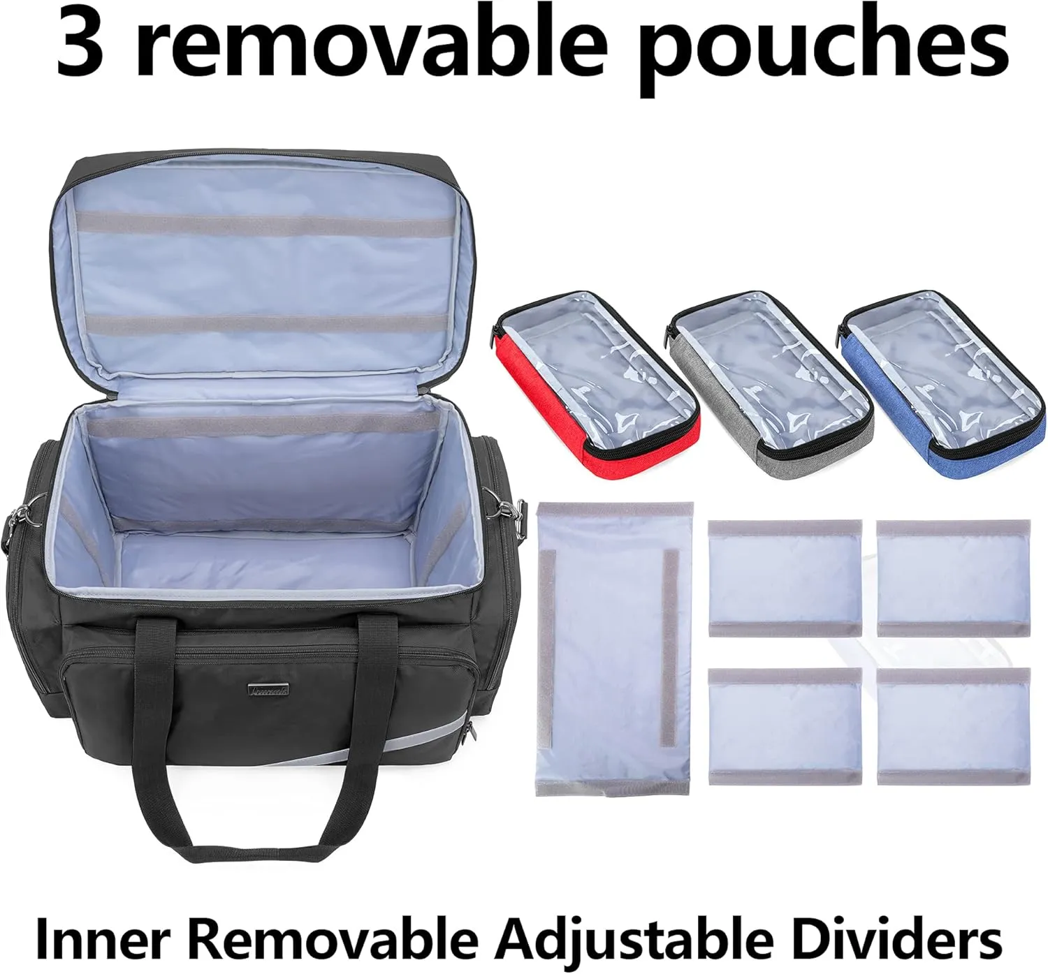 Trunab First Aid Bag Empty, Professional Medical Bag Emergency Responder Trauma Bag with Inner Dividers and Anti-Slip Bottom, Ideal for EMT, EMS, Paramedics