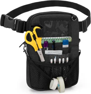 Trunab Nurse Fanny Pack with Tape Holder and Medical Gear Pockets, Utility Nurse Waist Storage Bag, with Adjustable Waist Strap, Nurse Belt Organizer Pouch for Stethoscopes, Scissors Black