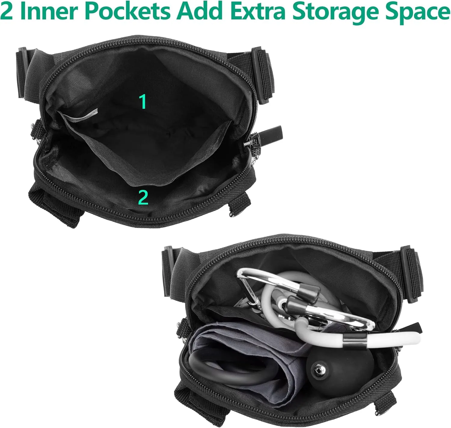 Trunab Nurse Fanny Pack with Tape Holder and Medical Gear Pockets, Utility Nurse Waist Storage Bag, with Adjustable Waist Strap, Nurse Belt Organizer Pouch for Stethoscopes, Scissors Black