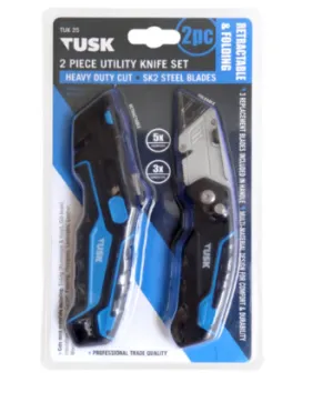 Tusk Heavy Duty Utility Knife Blades & Knife -  2pc Set ,10pc pack ,50pc pack & 100pc pack
