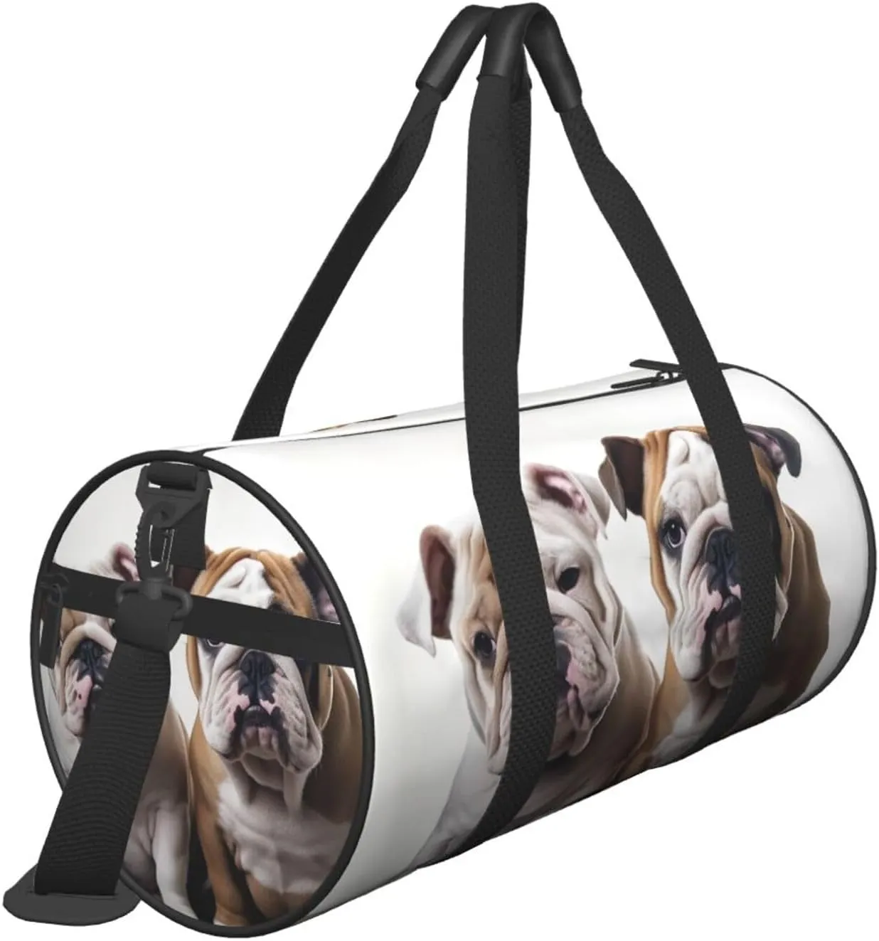 Two Cute Bulldog Dogs Travel Duffle Bag for Men Women Sport Gym Bag Foldable Weekender Bag Carry on Overnight Bag for Travel Swimming Basketball