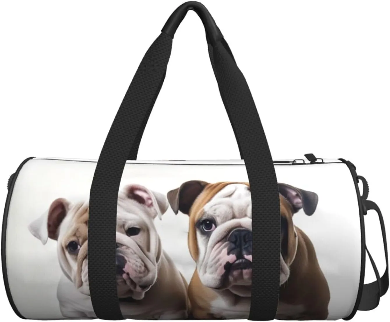 Two Cute Bulldog Dogs Travel Duffle Bag for Men Women Sport Gym Bag Foldable Weekender Bag Carry on Overnight Bag for Travel Swimming Basketball