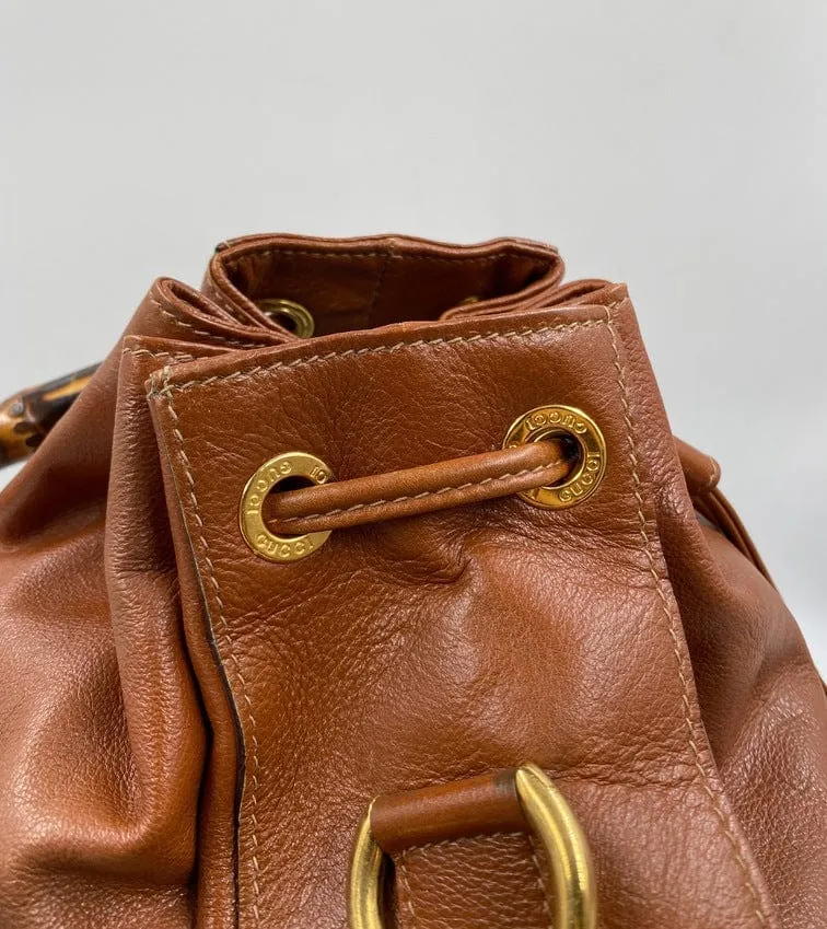 Ultimate savings Gucci w Handles Chic Bag Bamboo Bucket Tan