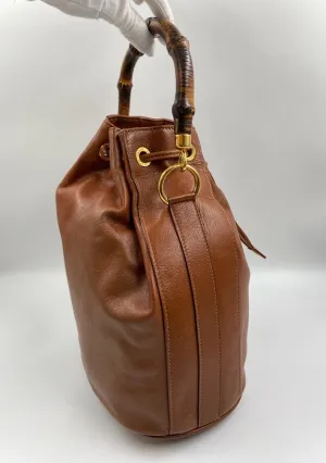 Ultimate savings Gucci w Handles Chic Bag Bamboo Bucket Tan