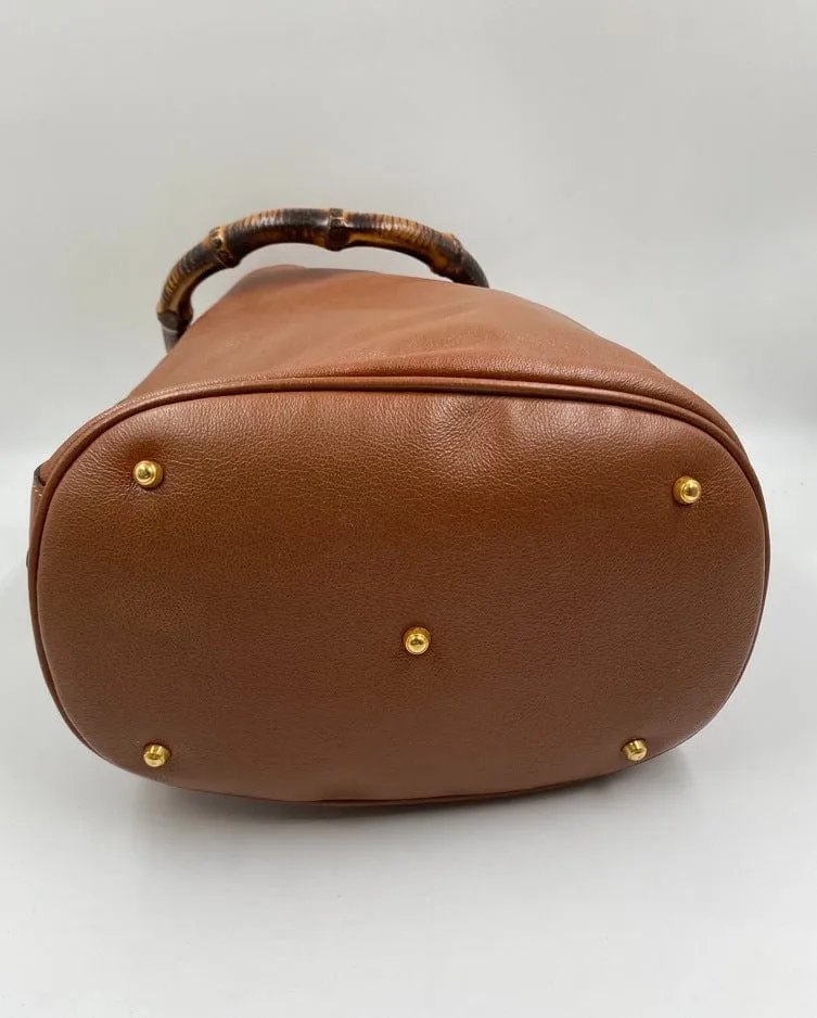 Ultimate savings Gucci w Handles Chic Bag Bamboo Bucket Tan