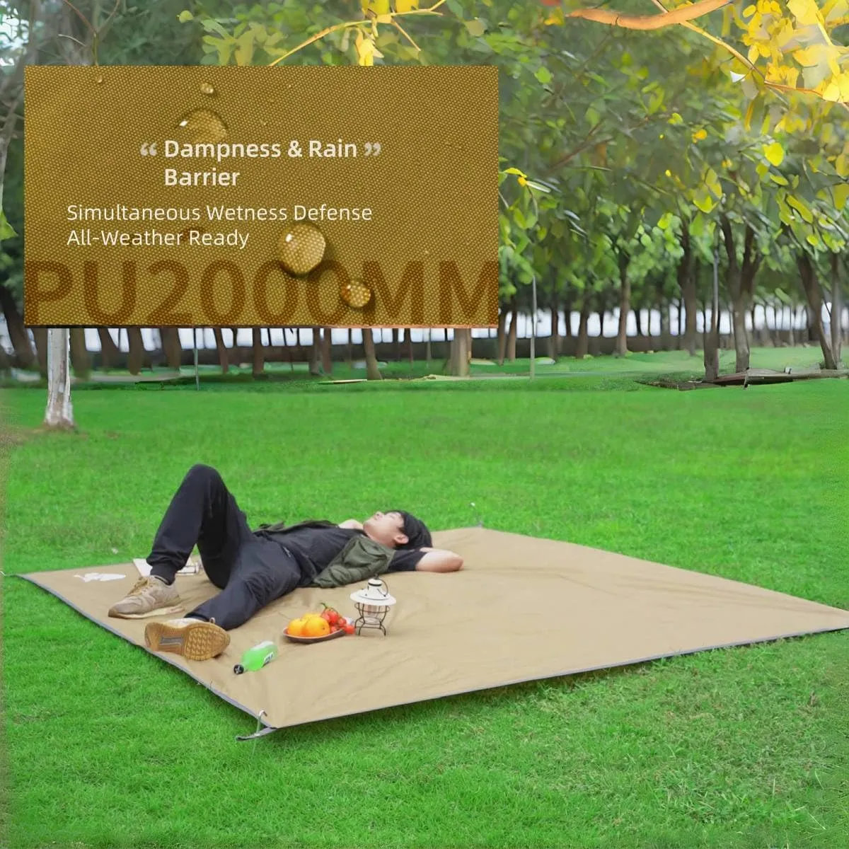 Ultralight Tent Footprint/Waterproof Camping Tarp, Essential Tent Accessories Beach Picnic Blanket Mat Ground Sheet for Camping, Backpacking, Hiking & Beach with Carry Bag (35.4 * 82.7in)