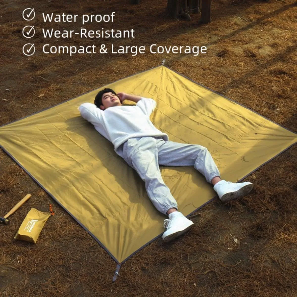 Ultralight Tent Footprint/Waterproof Camping Tarp, Essential Tent Accessories Beach Picnic Blanket Mat Ground Sheet for Camping, Backpacking, Hiking & Beach with Carry Bag (35.4 * 82.7in)