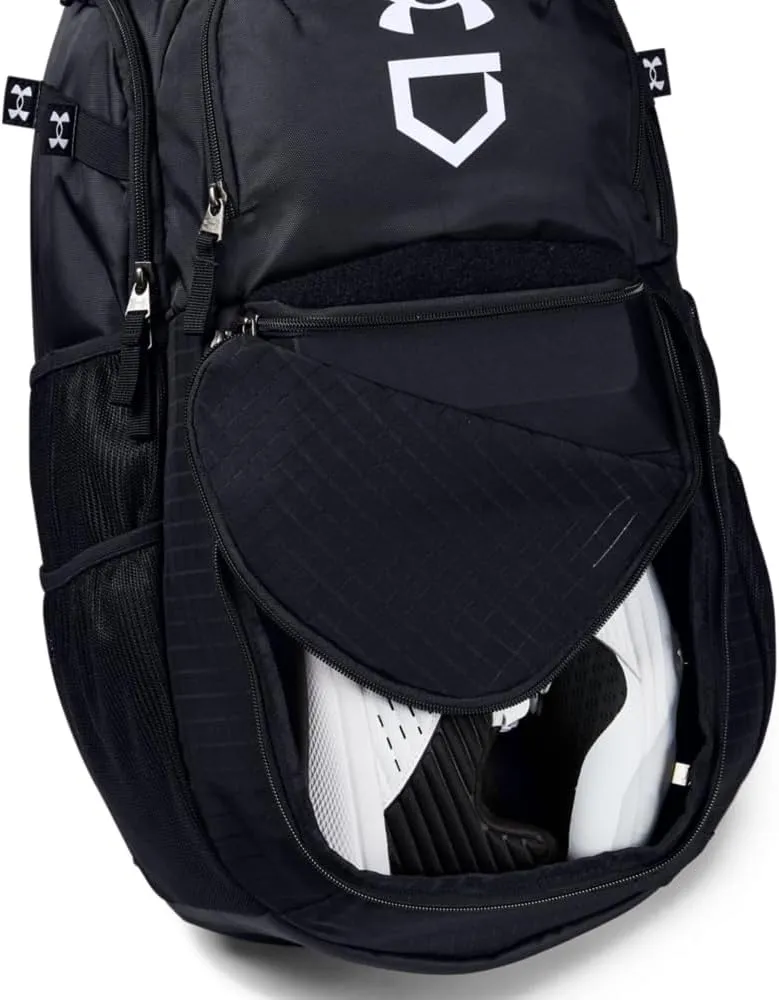 Under Armour mens Yard Baseball Backpack , Black (001)/White , One Size