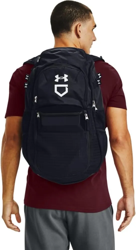 Under Armour mens Yard Baseball Backpack , Black (001)/White , One Size