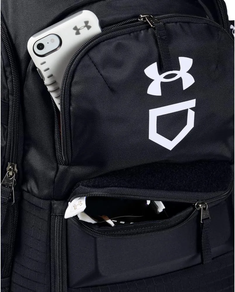 Under Armour mens Yard Baseball Backpack , Black (001)/White , One Size