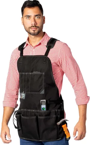 Under NY Sky Tool Apron – Magnetic Tool Holder – Heavy Duty Black Oxford Canvas – CrossBack – 18 Pockets – Adjustable for Men, Women – Pro Mechanic, Woodworker, Carpenter, Electrician, Gardener Apron