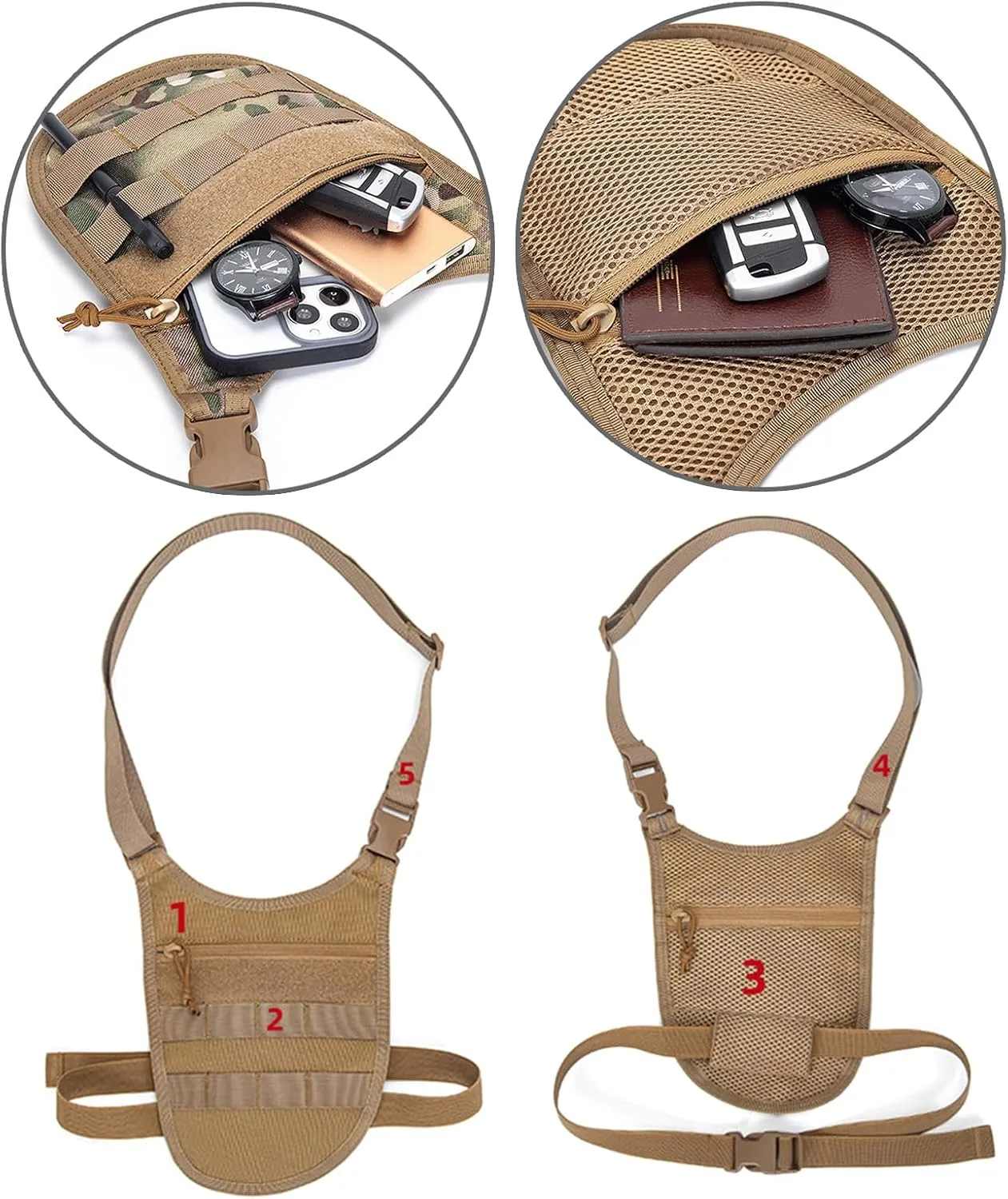 Underarm Shoulder Bag Tactically Hiddens Moll Bag Adjust Waist Bag Outdoor Travel Tool Bag Anti Theft Bag Women Man