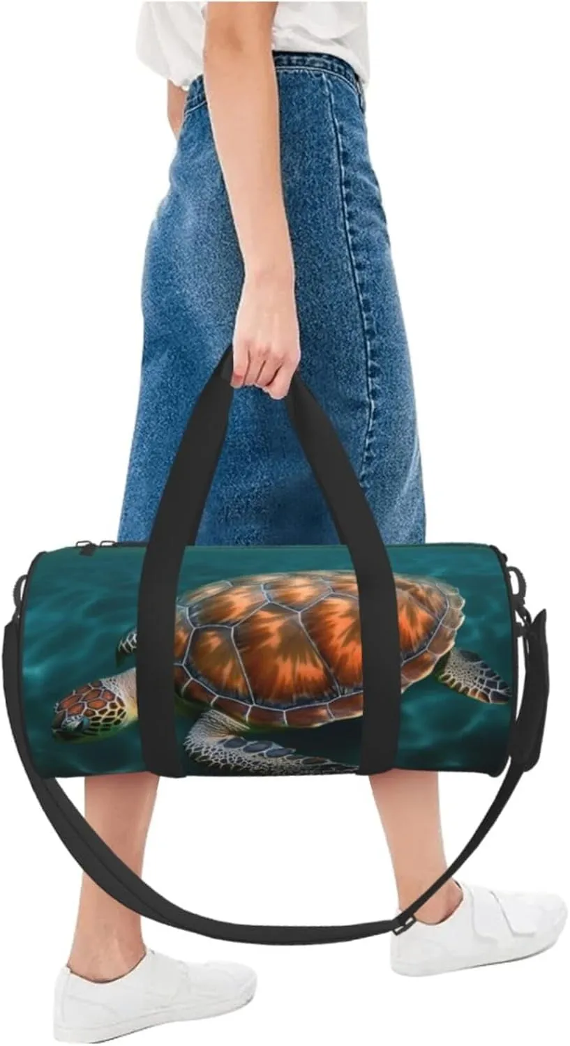 Underwater Turtle Travel Duffle Bag for Men Women Sport Gym Bag Foldable Weekender Bag Carry on Overnight Bag for Travel Swimming Basketball