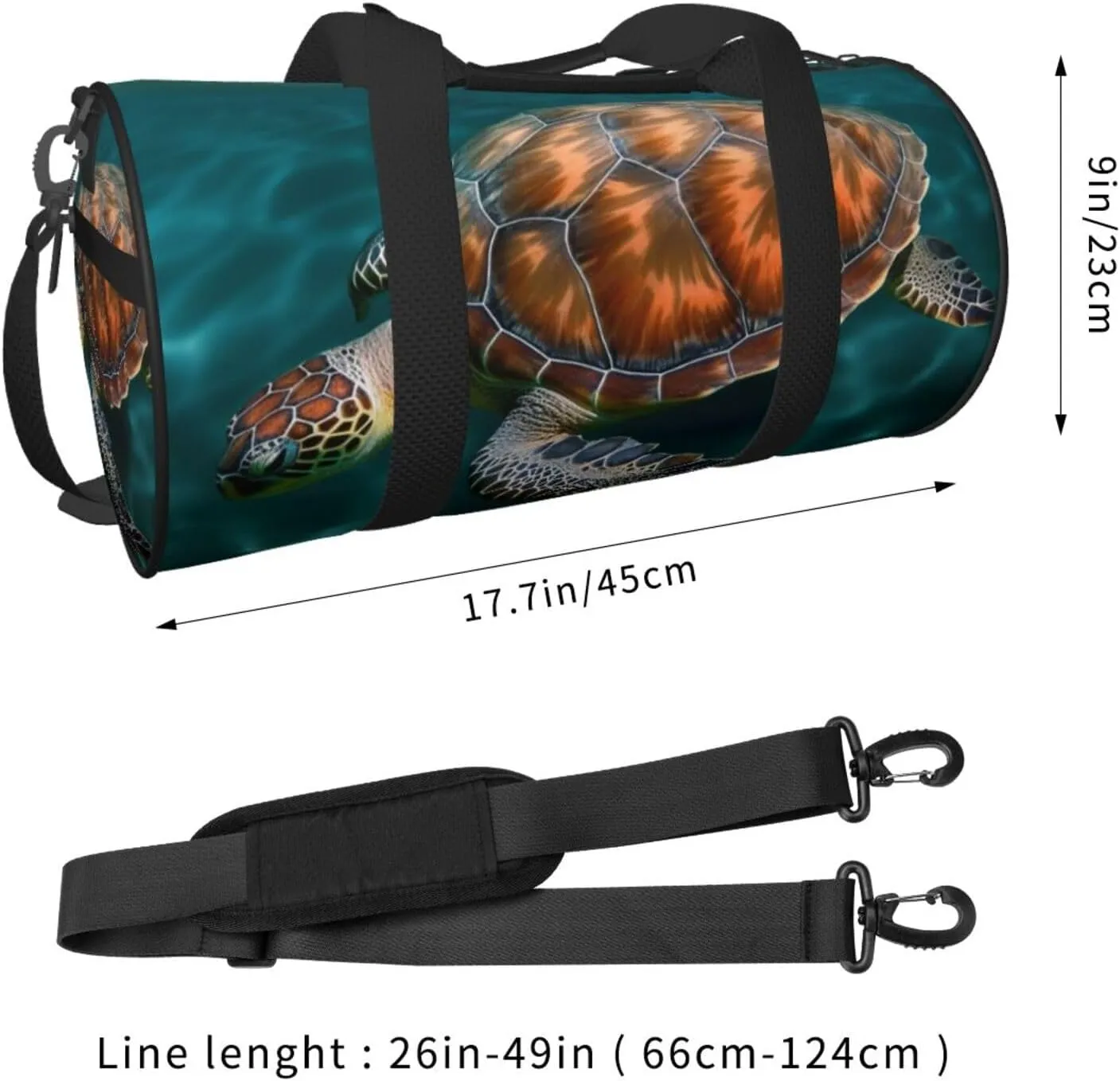 Underwater Turtle Travel Duffle Bag for Men Women Sport Gym Bag Foldable Weekender Bag Carry on Overnight Bag for Travel Swimming Basketball